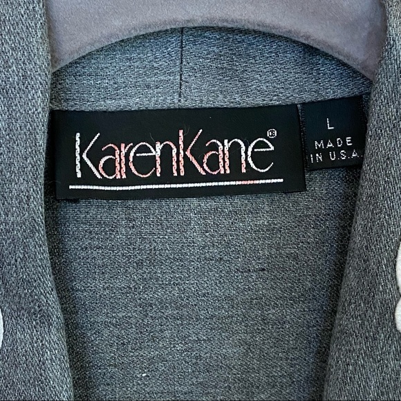 Vintage 90’s Karen Kane Fit ‘n Flare Grey Blazer L - Picture 3 of 6